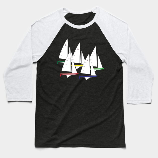 Hampton One Design Sailboats Racing Baseball T-Shirt by CHBB